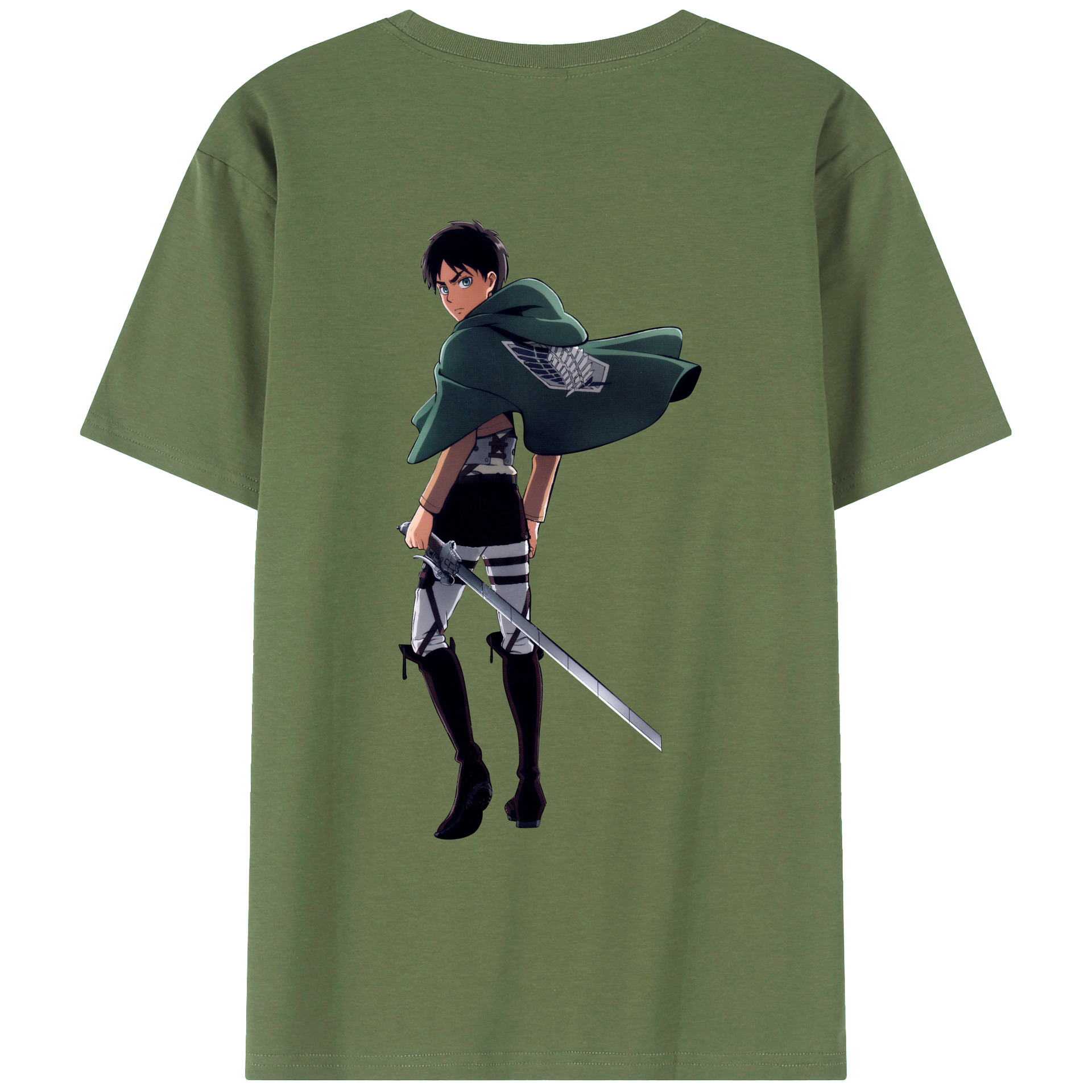 （画像用） 進撃の巨人 エレン･イェーガー Attack on Titan Eren Jäger 綿100％ メンズ半袖Tシャツ（バックプリント） 通気性